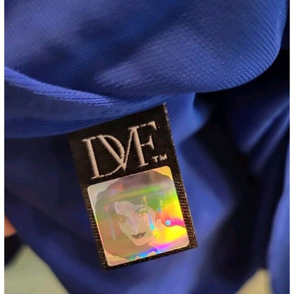 Diane Von Furstenberg Blue Long Sleeve 1/4 Button Tassel Belt Gyls Dress Sz 6 - Picture 7 of 10